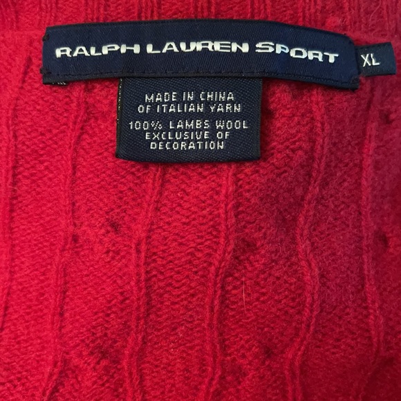 RALPH LAUREN Red Lambs Wool Cable Knit Sweater XL - Picture 8 of 10